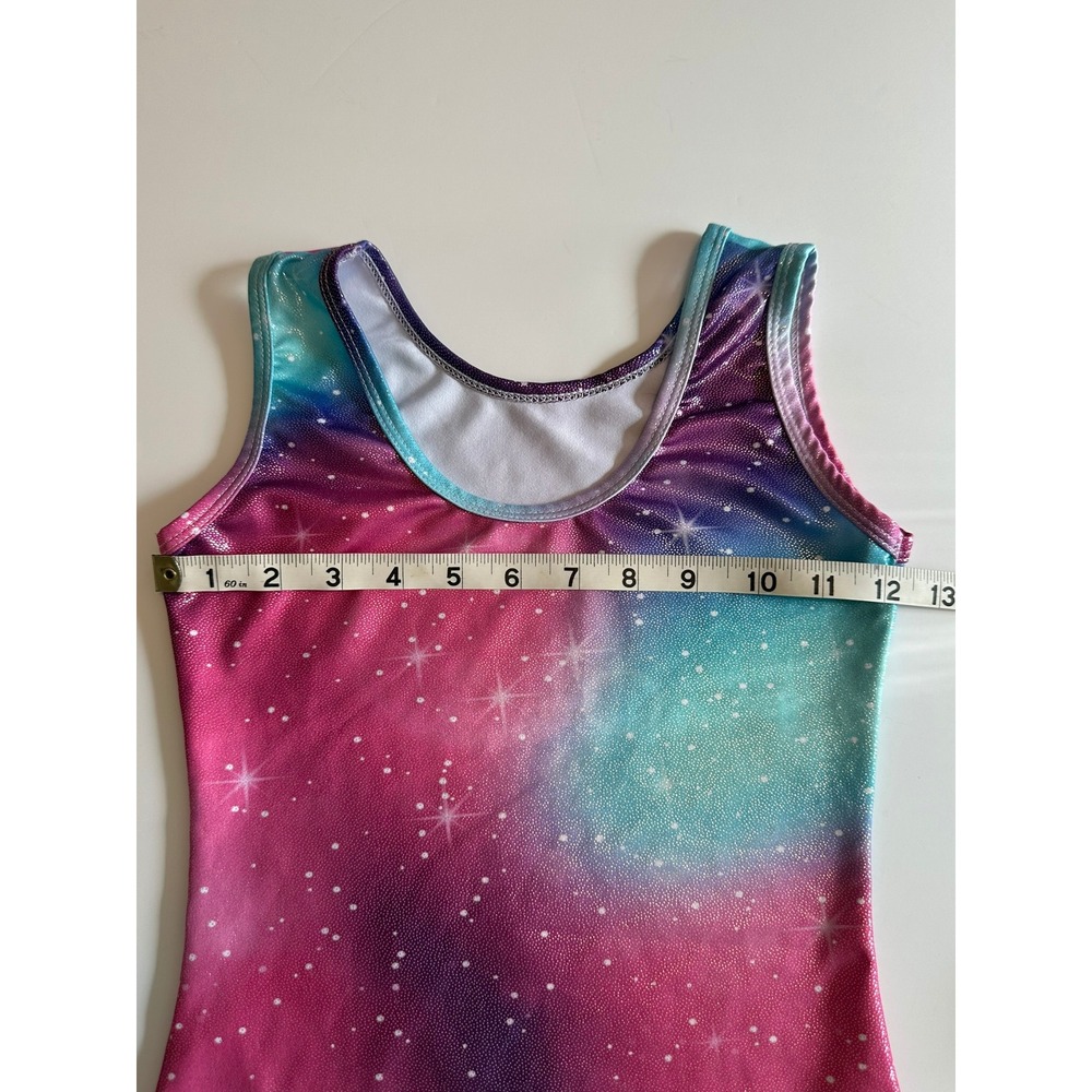 Set of Gymnastics Unitards Shimmering Galaxy Ombre & Rainbow Leopard Med - Picture 3 of 5